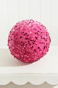 6" Pink Sequin Ball Ornament