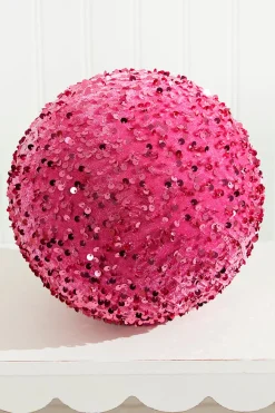 8" Pink Sequin Ball Ornament