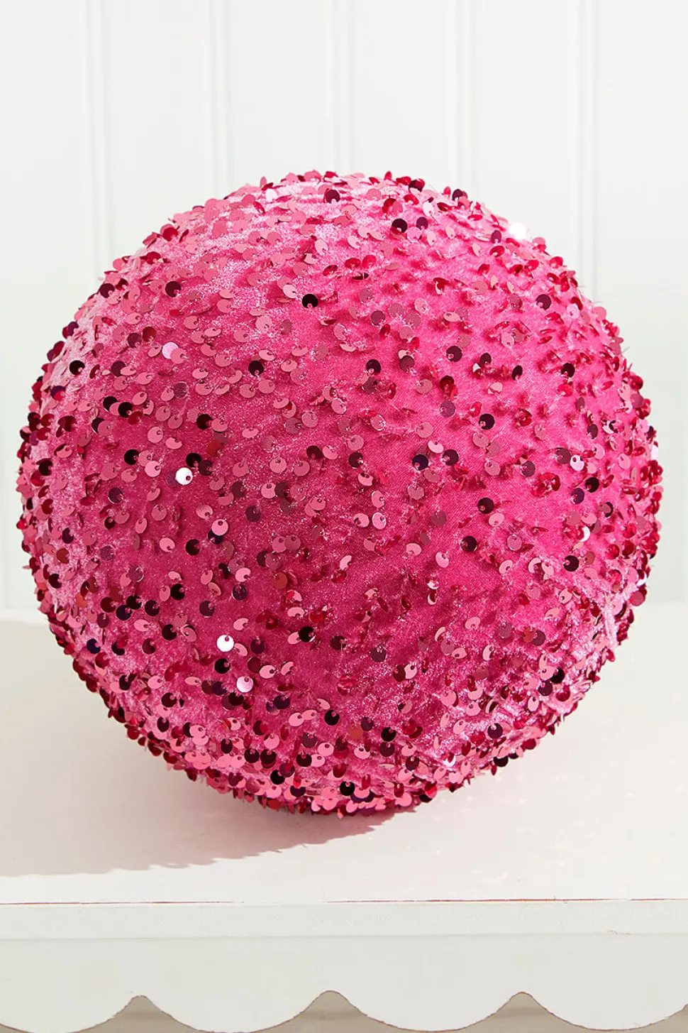 8" Pink Sequin Ball Ornament