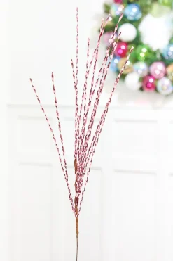 32" Pink Twisted Grass Spray
