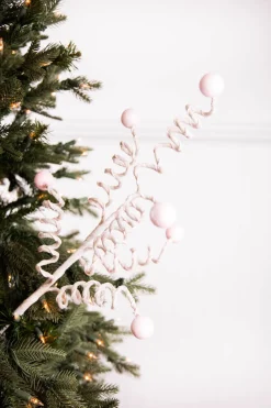 25” Pink & White Velvet Corkscrew Spray