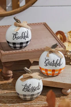 4" Plaid Harvest Pumpkin