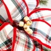 23" Plaid Poinsettia Stem - Red and Green