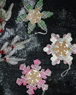 Plaid Snowflakes Christmas Ornaments