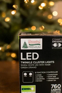 25' Platinum Elite Cluster Lights - 760L Warm White (Green Cord)