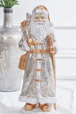 19.75” Platinum Gold Santa with Bag