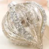 4" - 6" Platinum Mercury Glass Glitter Stripe Ornament
