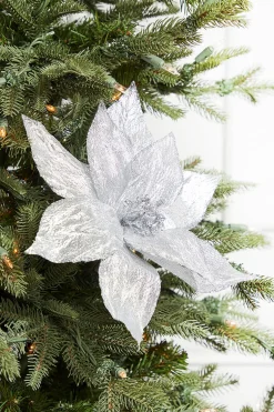 19" Platinum Metallic Poinsettia Stem