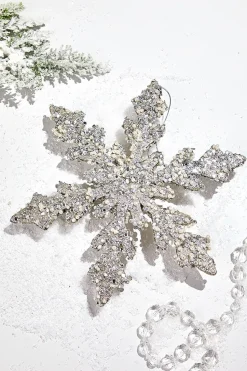 12" Platinum Sequin & Pearl Snowflake