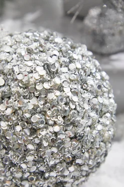 5” Platinum Sequins & Jewels Ball Ornament