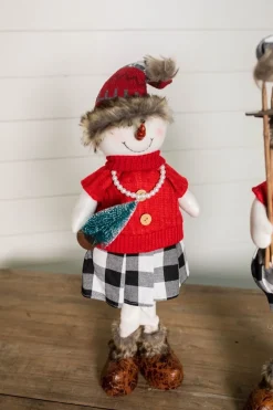 25” Plush Snowman Figurine with Buffalo Check Pants