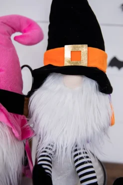22” Plush Witch Gnome - Orange/Black