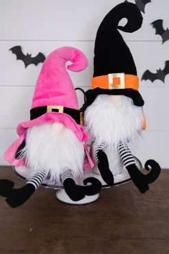 22” Plush Witch Gnome - Orange/Black