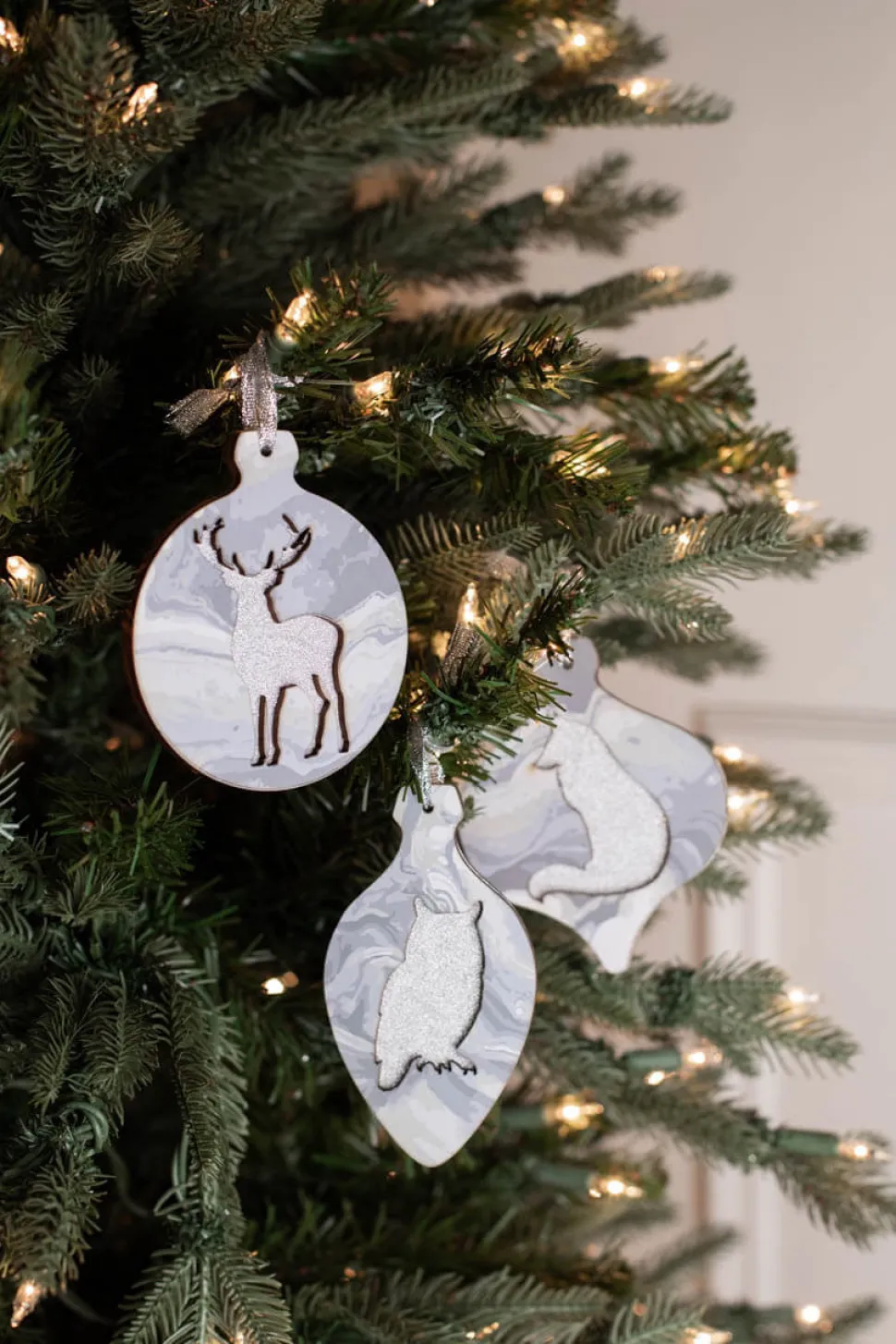 3” Plywood Silver Silhouette Animal Ornament