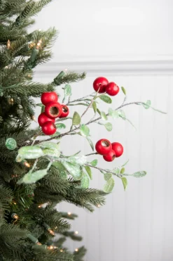 20” Pod Leaf Frosted Christmas Spray