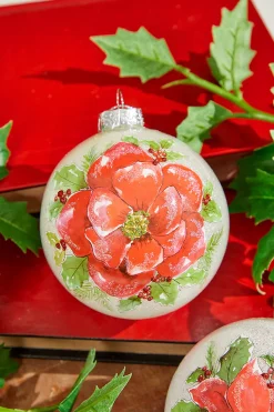 4" Poinsettia Ball Ornament