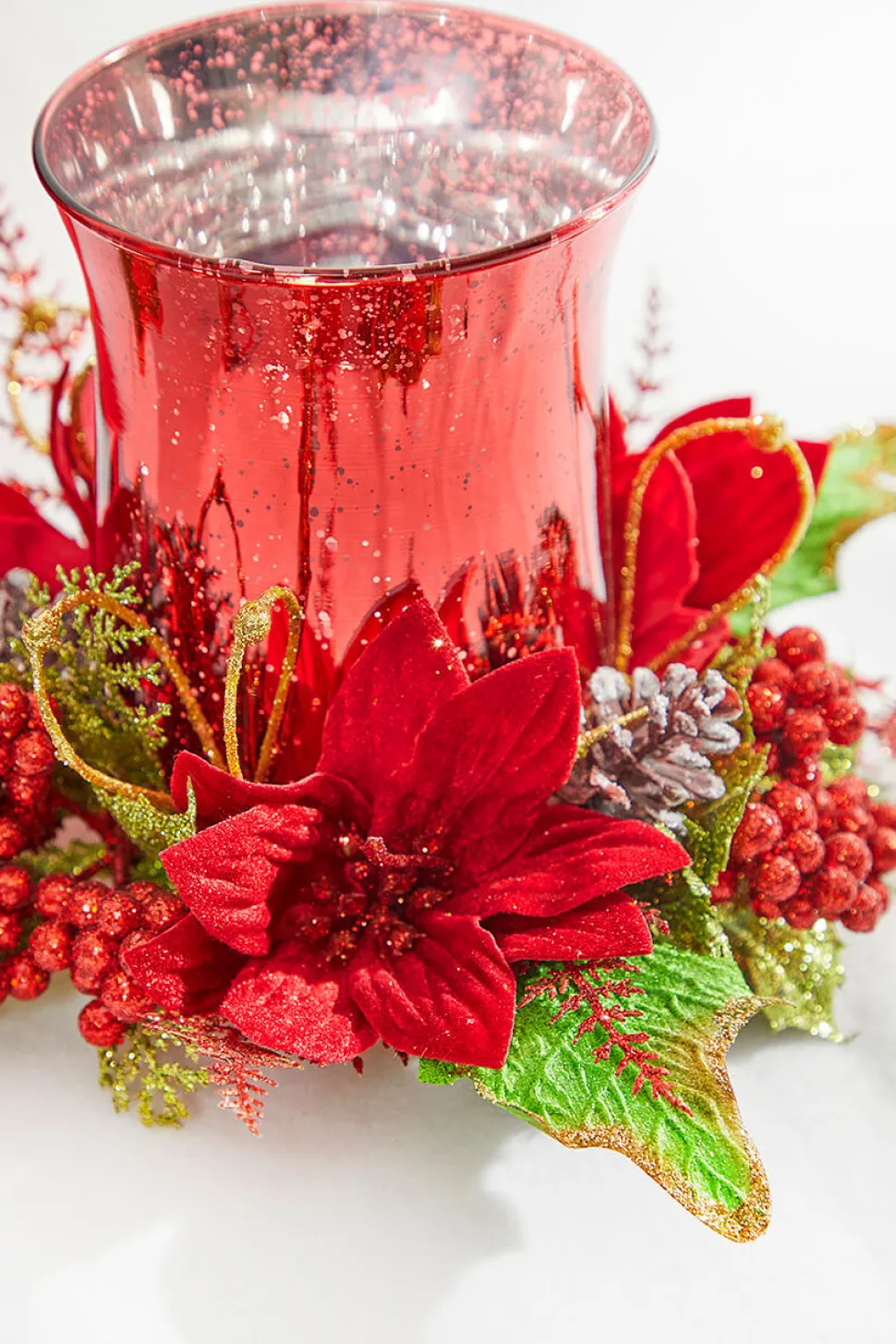 6" Poinsettia & Pine Centerpiece