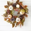 24" Pumpkin Leaves Berry Wreath