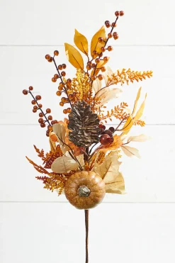 30" Pumpkin with Leaves and Berries Spray