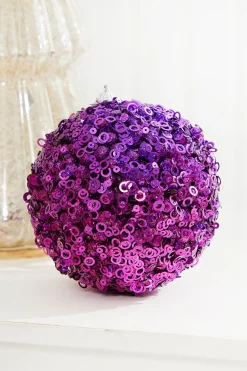 4.5" Purple Glamour Sequin Ball Ornament
