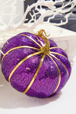 7" Purple Sequin Pumpkin