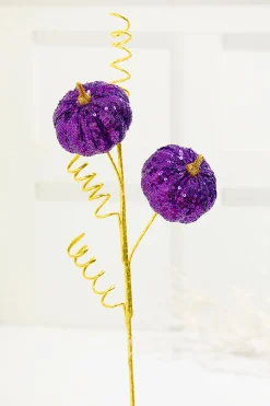 24" Purple Sequin Pumpkin Spray