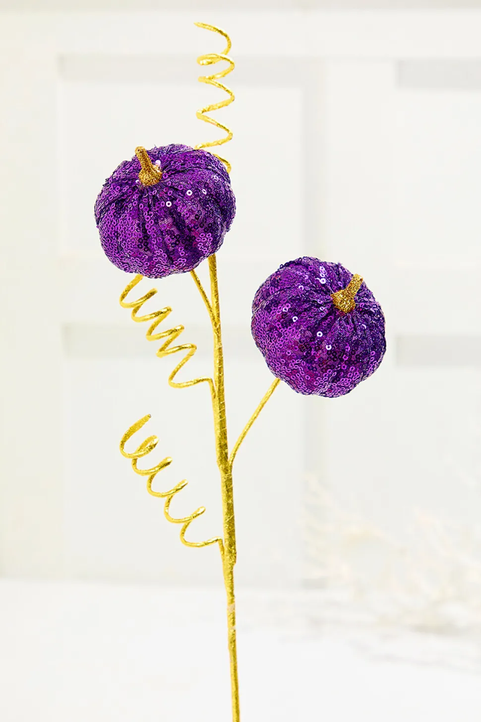 24" Purple Sequin Pumpkin Spray