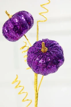 24" Purple Sequin Pumpkin Spray