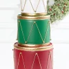 Red and Green Drum Container - Set of 3