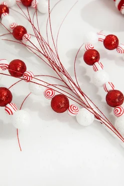 25" Red and White Ball Peppermint Spray