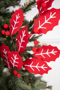 28” Red and White Leaf Spray with Red Berries