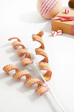 26” Red and White Peppermint Stripe Waffle Curly Spray