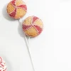 24” Red and White Peppermint Stripe Waffle Spray