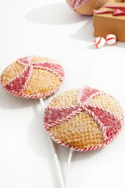24” Red and White Peppermint Stripe Waffle Spray