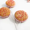 28” Red and White Peppermint Stripe Macaron Waffle Spray