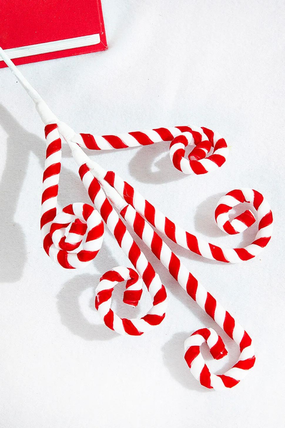 24" Red and White Peppermint Swirl Spray