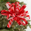 22" Red and White Ribbon Flower Stem