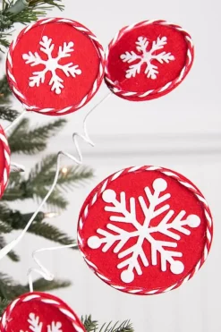 26” Red and White Snowflake Spray