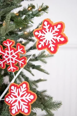 23” Red and White Snowflake Spray