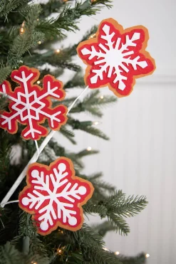 23” Red and White Snowflake Spray