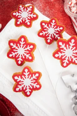 24” Red and White Snowflake Stem