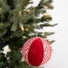 4” Red and White Stripe Ornament Ball