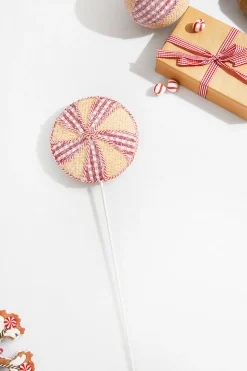 23” Red and White Waffle Peppermint Spray