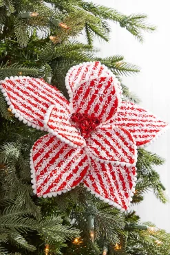 22" Red and White with Cotton Ball Edge Stem