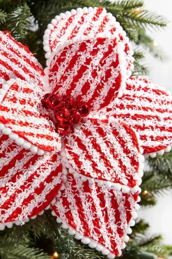 22" Red and White with Cotton Ball Edge Stem
