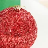 4” Red Beaded Metallic Ball Ornament