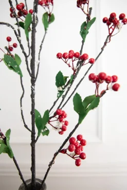 46” Red Berry Branch with Leaves
