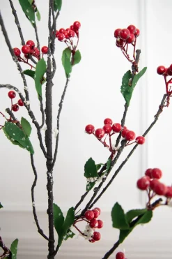46” Red Berry Branch with Leaves