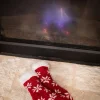 Red Chenille Snowflake Thermal Slipper Socks w/ Non-Slip Grippers