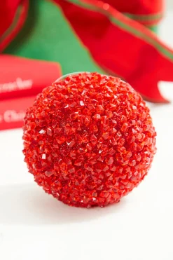 4" Red Crystal Ball Ornament